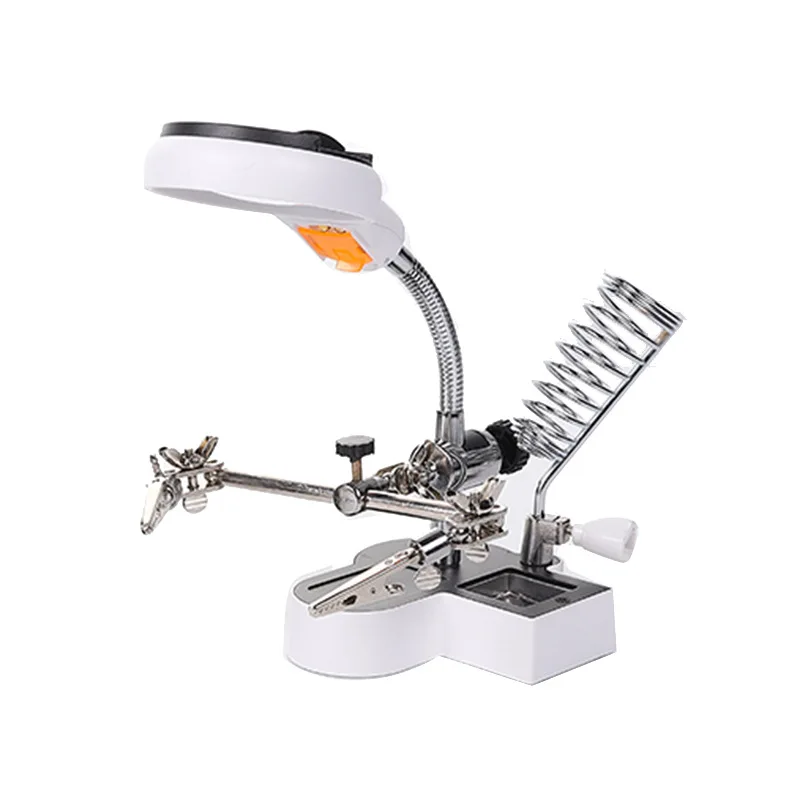 

HD 70mm Multifunctional Desktop Magnifying Glass with Led Light Auxiliary Clip Repair Magnifying Glass 4.5X 11X