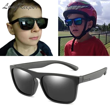 

LongKeeper Kids Polarized Sunglasses Children Boy Girl Silicone Square Mirror Sun Glasses TR90 Goggles oculos masculino UV400