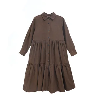 

Kids Dress For Teenager Girls Fall Winter Corduroy Flare Dress Children Girl Fashion Buttoned Shirt Dresses Clothes 5-15Y