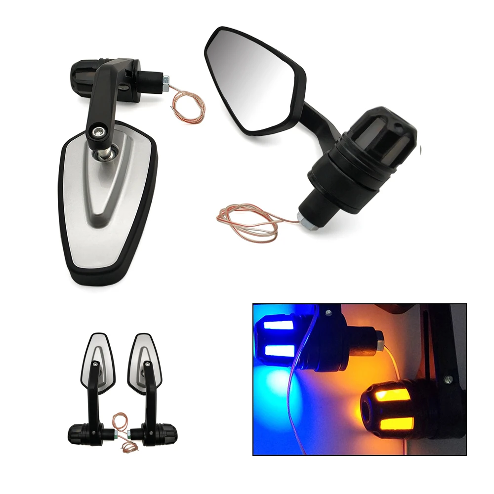 Motorcycle Side Mirror LED Handle Bar End Mirrors Turn Signal light For Honda CBR600F 250