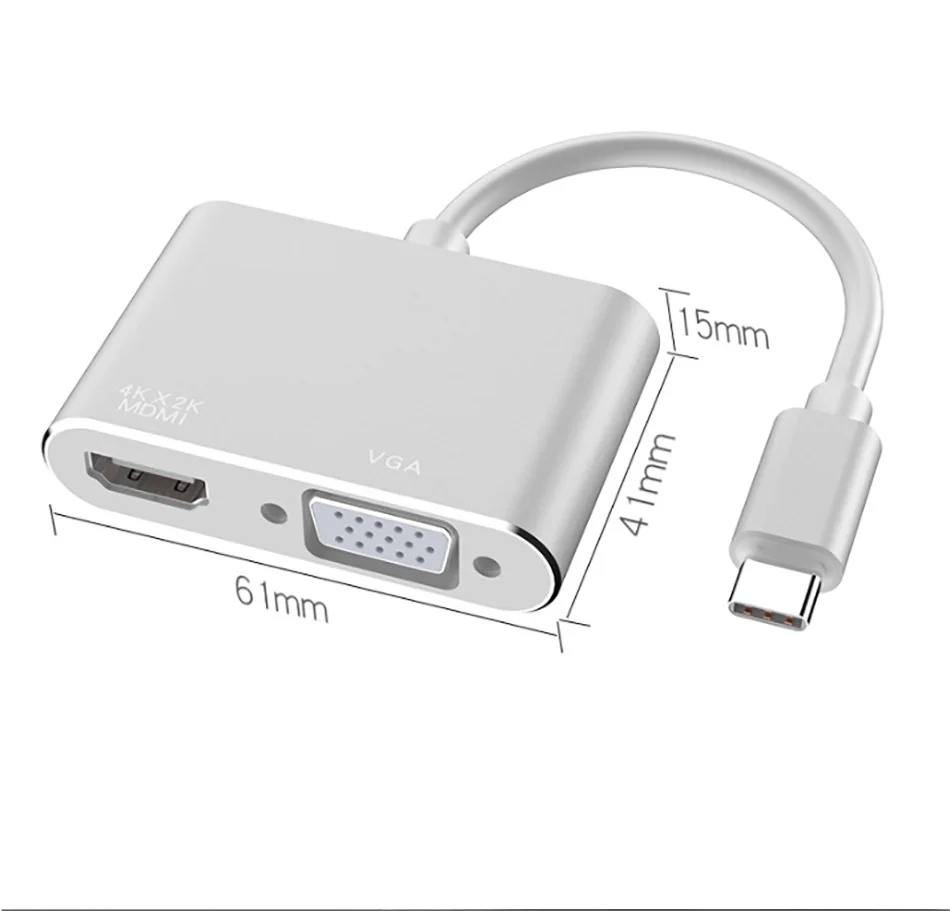 HD USB C адаптер HDMI VGA Тип C к HDMI+ VGA 4K Thunderbolt 3 для samsung Galaxy S10/S9/S8 huawei mate 20/P30 Pro USB C HDMI