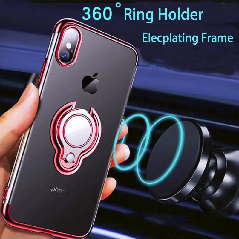

50pc/lot Luxury Finger Ring Case on For Funda iPhone 11 Pro Max 2019 Coque For iPhone X Xs Max XR 6s 7 8 Plus Case Car Magnetic Bracket Cover