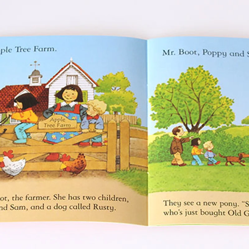 Elegir al azar 5 unids/set 15x15cm Usborne mejores libros de imágenes niños bebé historia famosa inglés Farmyard Tales Series Farm Story