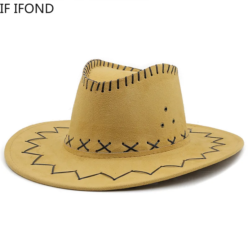 Ancho el ala Ante NYKKOLA Unisex Deluxe Sombrero de Cowboy 