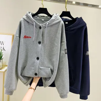 

Winter Letter Embroidered Jacket Women Warm Long Sleeve Plus Velvet Padded Windbreaker Hooded Women Jacket Coats chaquetas mujer