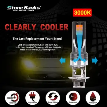 

2Pcs Car Light H3 LED High Power LED Fog Light Day Running Light Bulb 3030SMD 1600LM 3000K Super Bright LED Auto Bulb