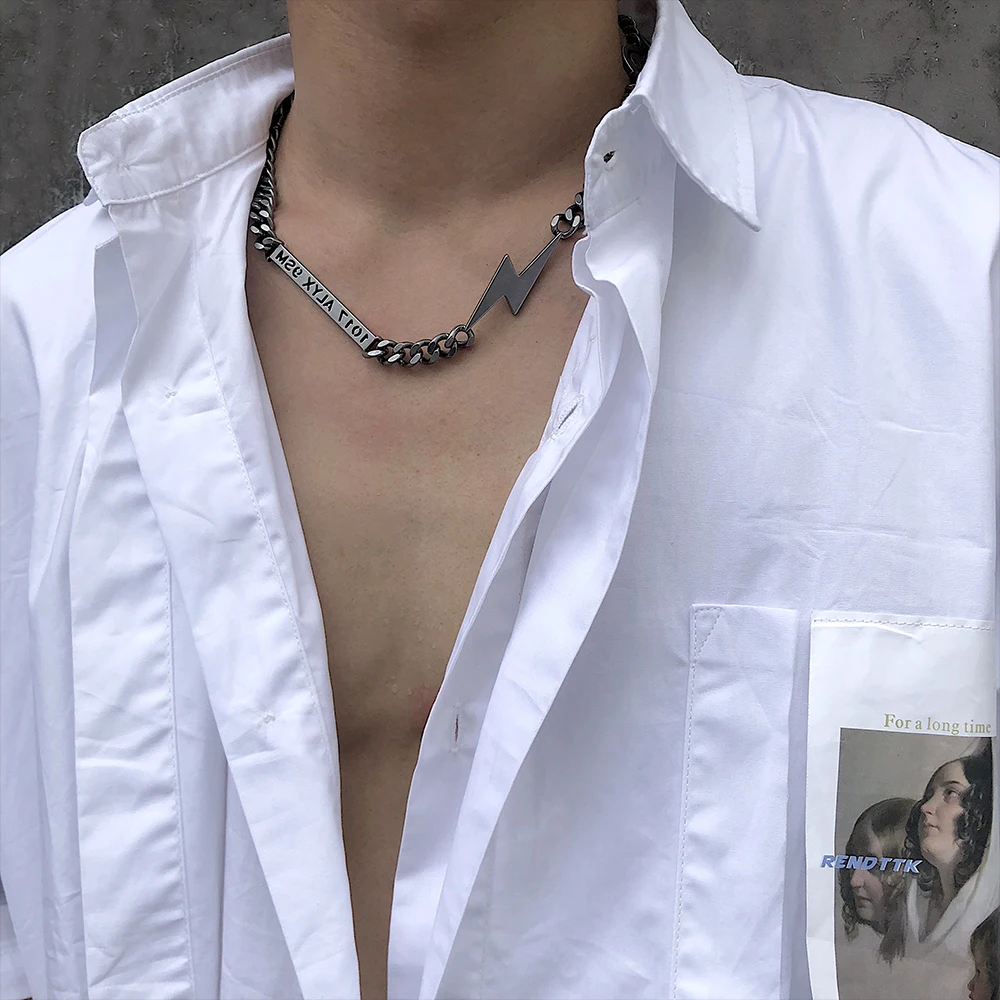 Best 1017 ALYX 9sm Lightning ALYX Hero Chain Necklace Hip Hop ALYX Street Accessories Smiley Pearl Necklace