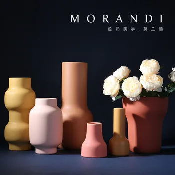 

Light luxury ceramic vase Morandi color designer decoration home living room model room soft decoration