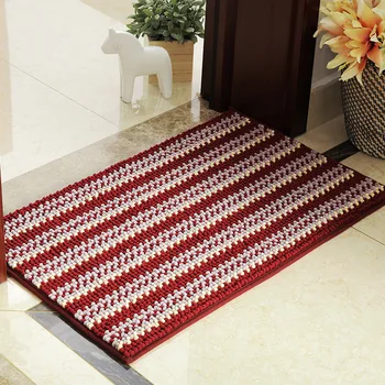 

Simple striped modern household bathroom mat Chenille absorbent non-slip kitchen mats living room bedroom cold-proof carpet rug