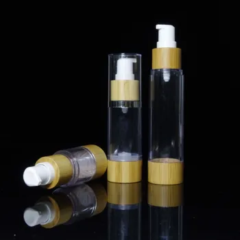 

Bamboo lotion cap Airless Pump Bottle 1 Oz 30mL Travel Lotion Portable Cosmetic Skin Care,lotion Vacuum pump Bottle for makeup