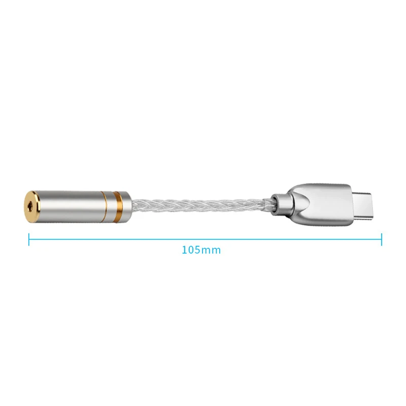 Hifi Type C Mini Jack 3 5mm Headphone Adapter Silver Headphone Cable o Connectors 3 5mm Female USB C Converter