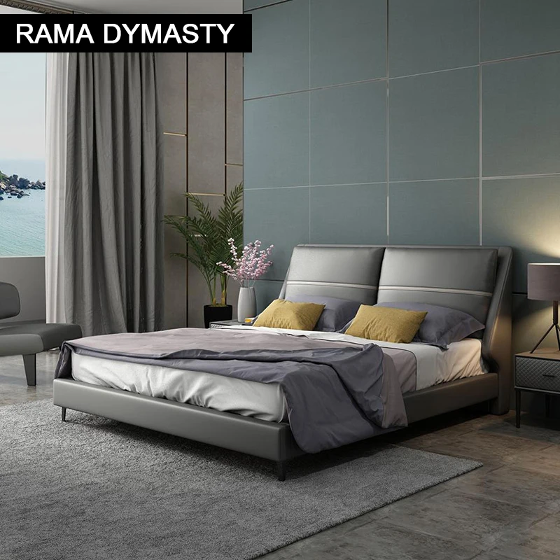 High Quality Genuine leather bed frame Soft Beds King/Queen size for bedroom bed