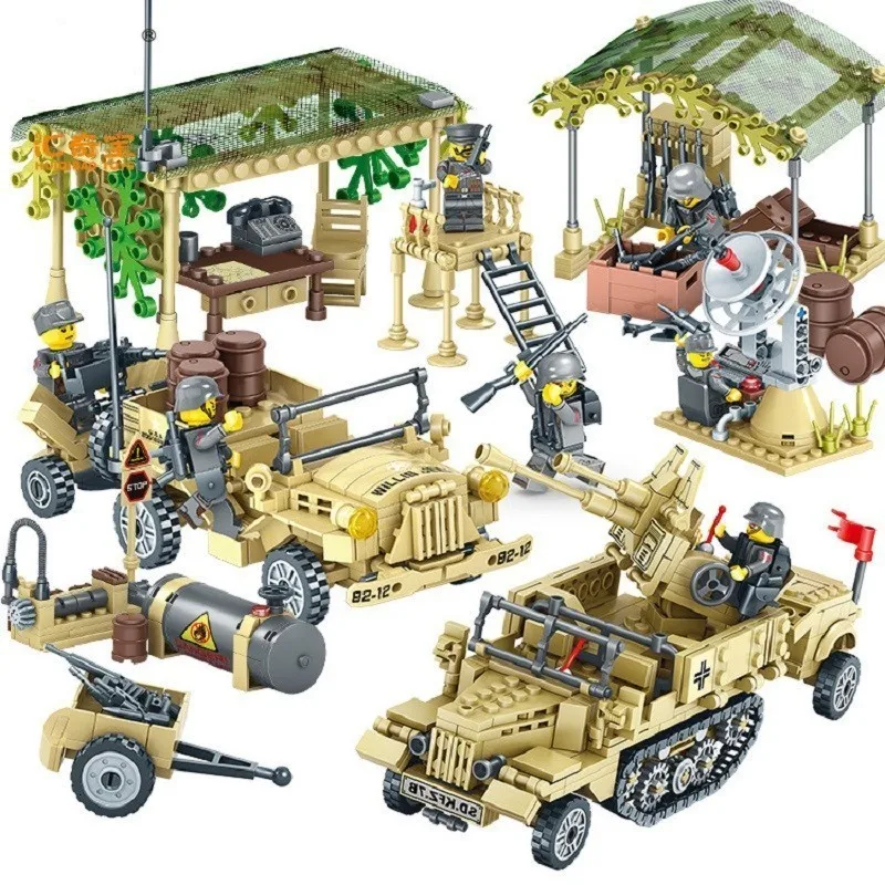  400+Pcs Army Soldiers Weapon Building Blocks Military Camp Trucks Jeeps Car Set Blocks CompatibleTo