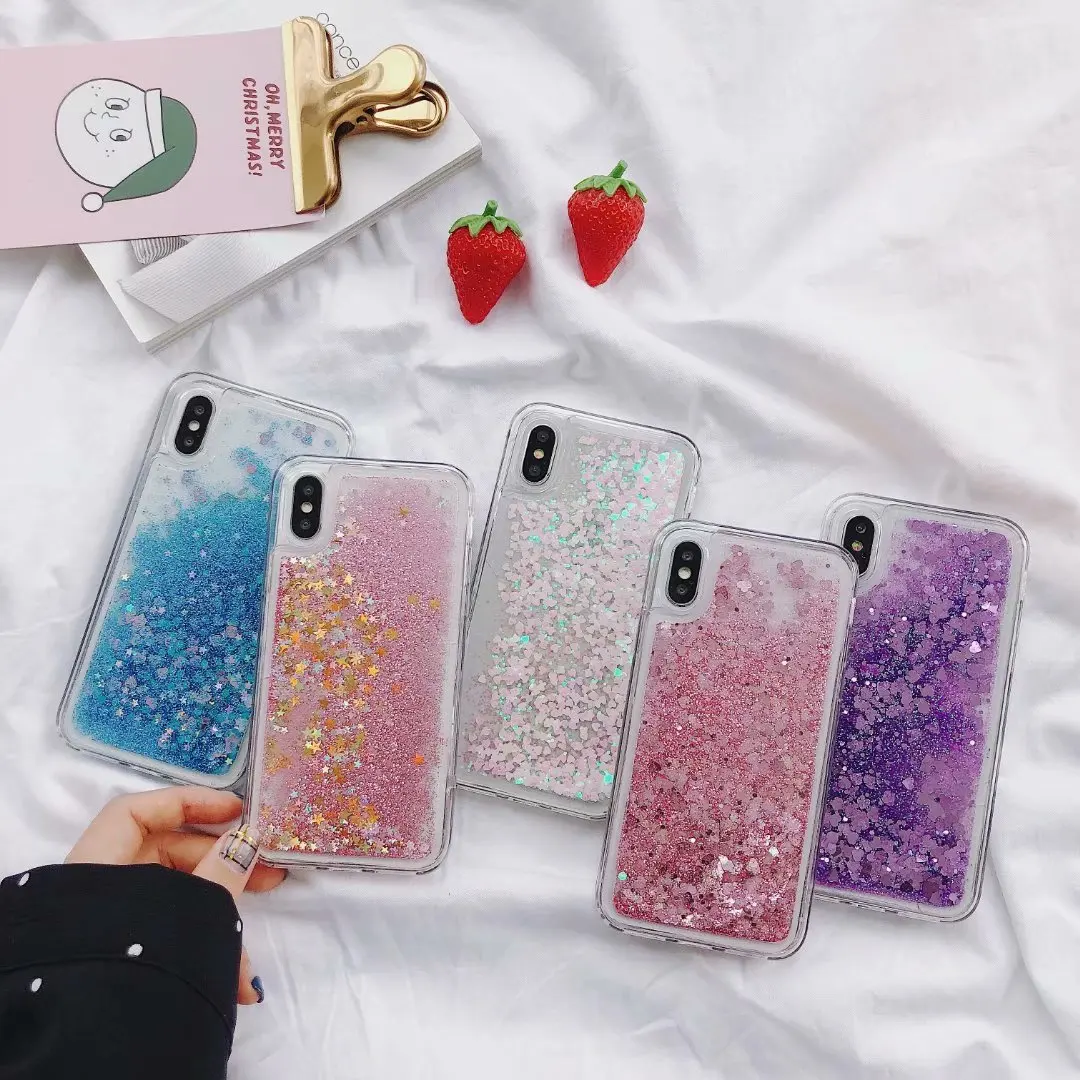 

Liquid Water Case for iPhone 11 Pro Max X XS MAX XR 6 6S 7 8 Plus 5 5S SE Dynamic Quicksand Glitter Bling Soft Cover Phone Cases