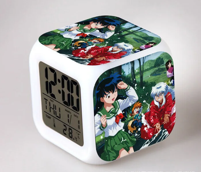 Поставка аниме-атрибутика продукта аниме будильник Inuyasha сопутствующие продукты цвет Красочные Изменение цвета творческие подарки будильник