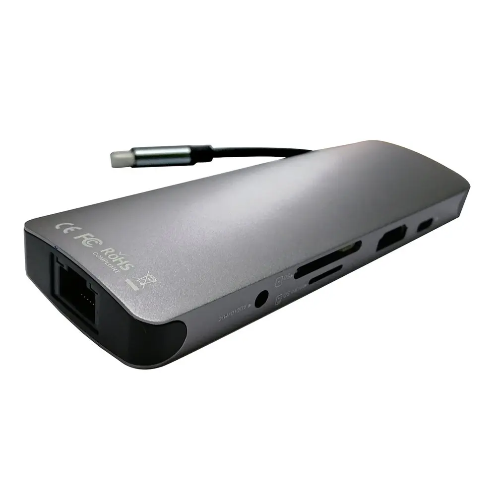 

USB C to Rj45 Lan 4K HDMI 3 USB 3.0 SD Card 3.5mm Audio Port 9 In 1 Type C Dock Adapter Hub PD Charge for Macbook/S8 Dex Mode