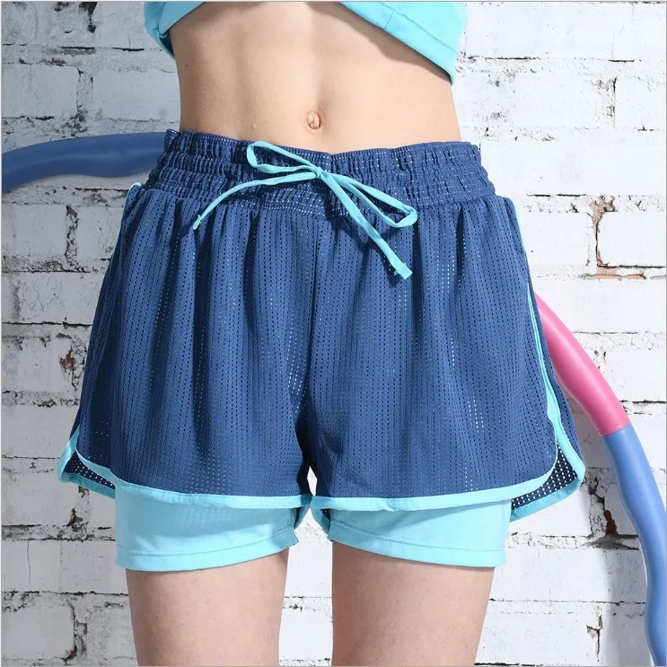 

Summer Profession-Style Running Sports Shorts Women's Running Fitness Marathon Yoga Anti-Exposure Fake Two-Piece Shorts