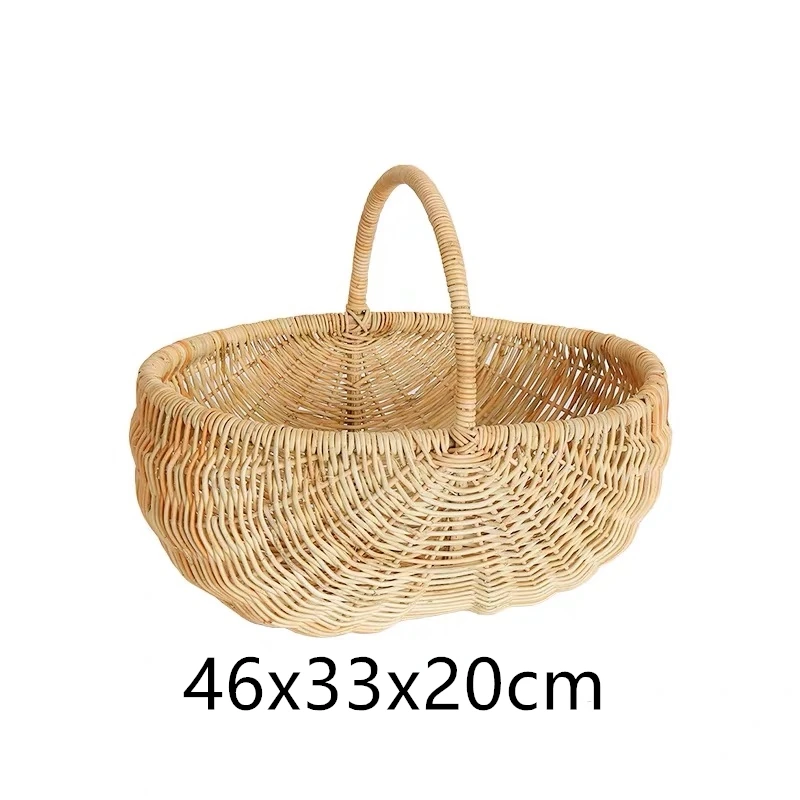 Picnic basket handmade rattan woven food fruit large capacity portable outdoor picnic vegetable storage basket household items