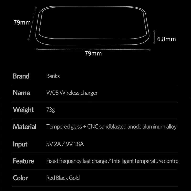 Benks Беспроводное зарядное устройство Qi из алюминиевого сплава 10 Вт для быстрой зарядки samsung S10 S9 S9+ S8 7,5 Вт для iphone 11 Pro Max XS XR X IOS 11,2