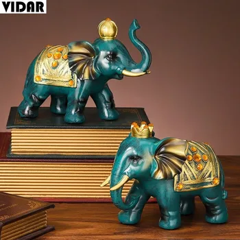 

VIDAR A Pair of European Style Elephant Resin Ornaments In Feng Shui Town House, Living Room Porch Decoration Ornaments