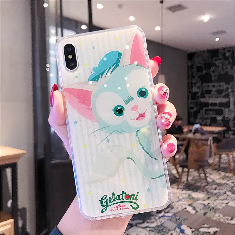 Милый мультяшный чехол для iPhone X XS MAX XR 8 8 Plus 7 7 Plus 6 6S 6S Plus Прозрачный блестящий Бампер Защитный ковер Горячий