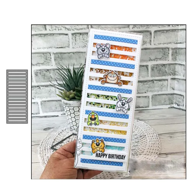 

JC New Metal Cutting Dies for Scrapbooking Stripe Streak Rectangle Frame Stencil Craft Album Embossing Paper Template Background