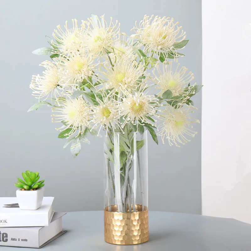 3 головки Leucospermum искусственные цветы для свадебного украшения Флорес