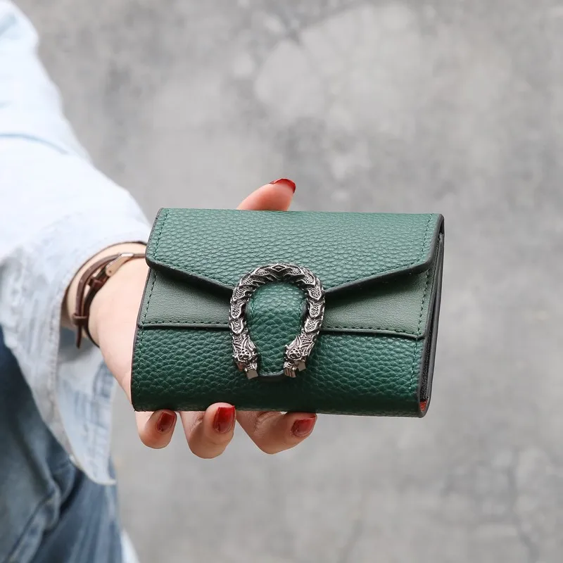 

2019 New Pure Small Wallet Female Short Retro Folding Change Clip Wallet