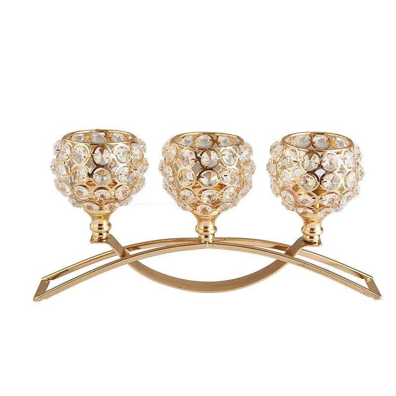 3 Arms Candelabras Crystal Candelabrum Goblet Candle Holders Bowl Tealight Candlesticks Home Wedding Ornament Decor