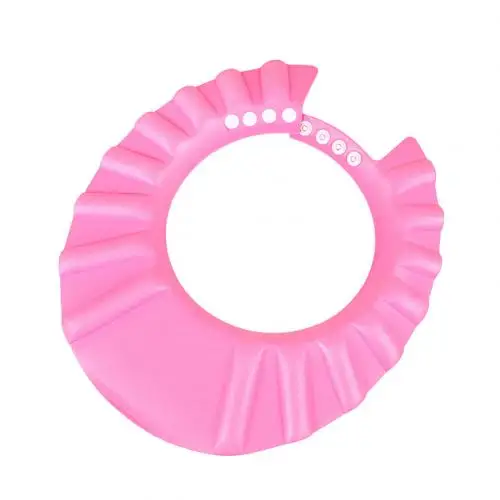 Детская шапочка для душа для ванной, Мягкая силиконовая Регулируемая шапка, защита ушей для 40-55 см, окружность головы для От 1 до 6 лет - Цвет: Розовый
