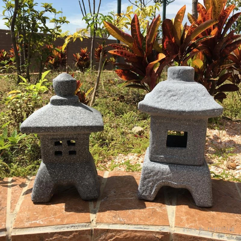 Productos de decoración para patio, lámpara de piedra de imitación de japonesa, adornos de imitación de mármol, arcilla roja, linterna de jardín japonesa|Estatuas y esculturas de jardín| - AliExpress