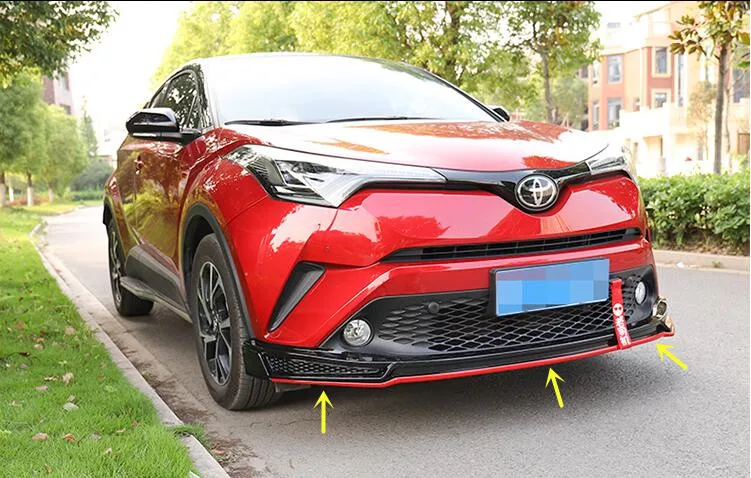 Для Toyota C-HR CHR передний бампер для губ Диффузор протектор кузова Комплект спойлер бампер автомобиля Передняя Лопата столкновения Спорт черный