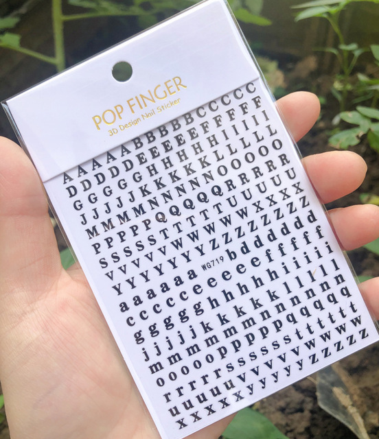 yeni eski İngilizce büyük boyutu 80mm * 103mm numaraları tırnak çıkartmaları Wrap 3D tırnak sanat malzemeleri 6 renkli mektup numarası tırnak Sticker C003(1)