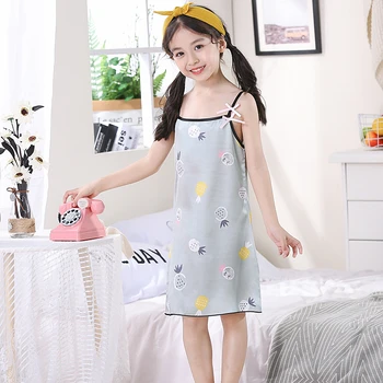 

New Listing 2020 Girl Pajamas Summer Dresses Girls Baby Pajamas Silk Cute Girl Nightgown Home Cltohing Girl Sleepwear Shirt