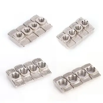 

100Pcs T-Slot Nut Nickel-Plating Carbon Steel Sliding Fasteners for Aluminium Profiles Nut for Wood
