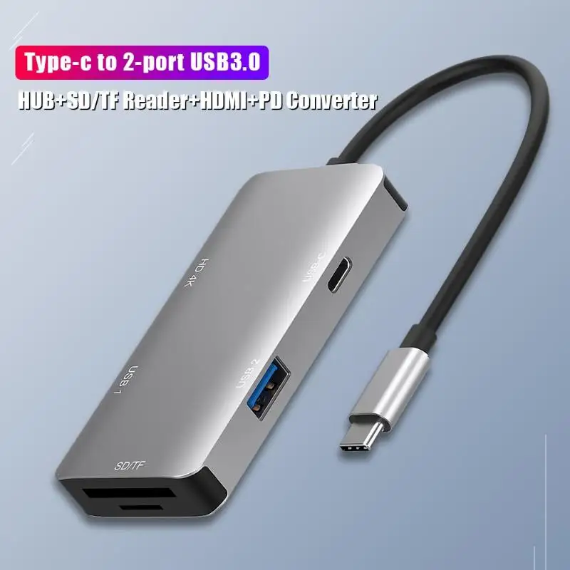 HDMI 4K PD адаптер type C на 2 порта USB 3,0 безопасность и надежность TF кард-ридер концентратор Новое и высокое качество для планшета мобильного