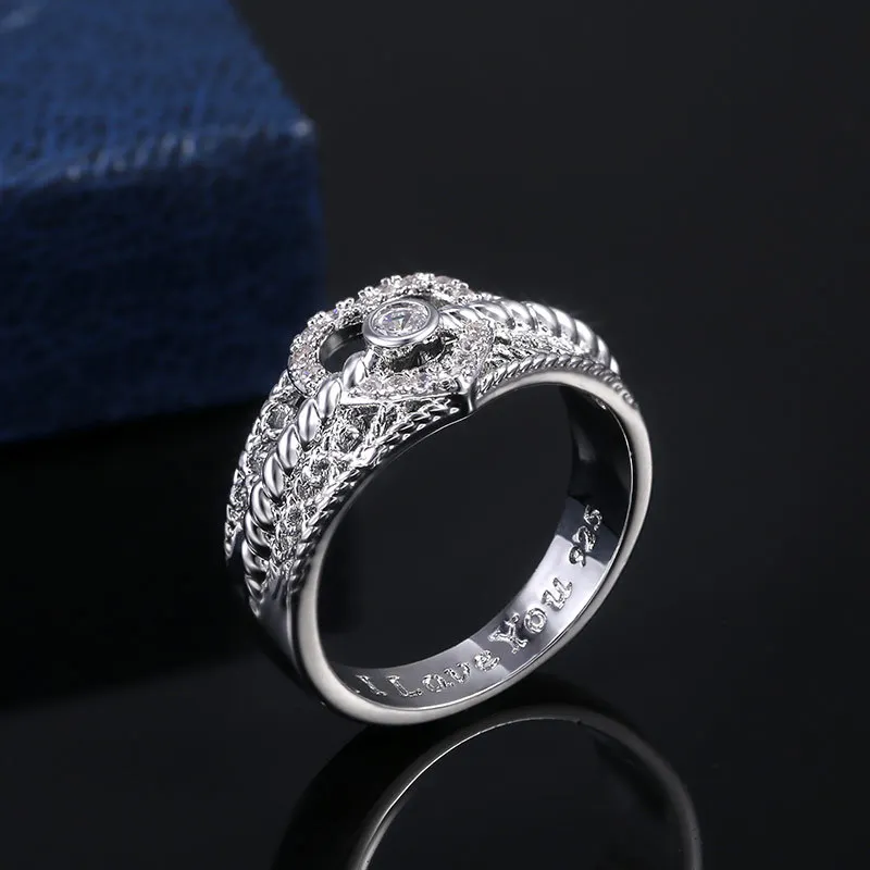 10 Кольца серебряные женские Свадебные обручальные кольца сердце Sz 6-10 - Размер кольца: 10