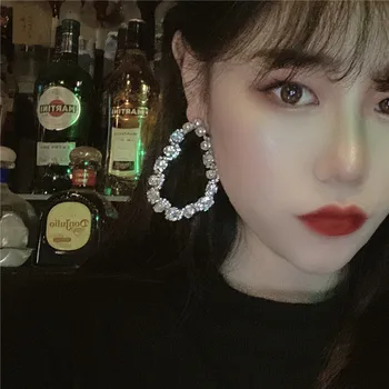 

FYUAN Big Water Drop Crystal Earrings for Women Bijoux Geometric Rhinestone Dangle Earrings Statement Jewelry