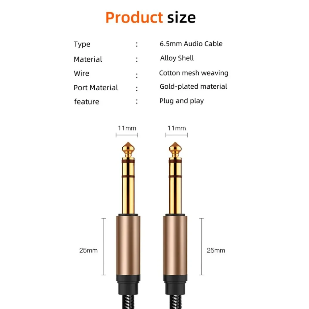 6,5 мм аудио кабель с нейлоновой оплеткой 6,35 Jack папа-папа Aux кабель для гитарного микшерного усилителя бас 6,35 мм Jack шнур