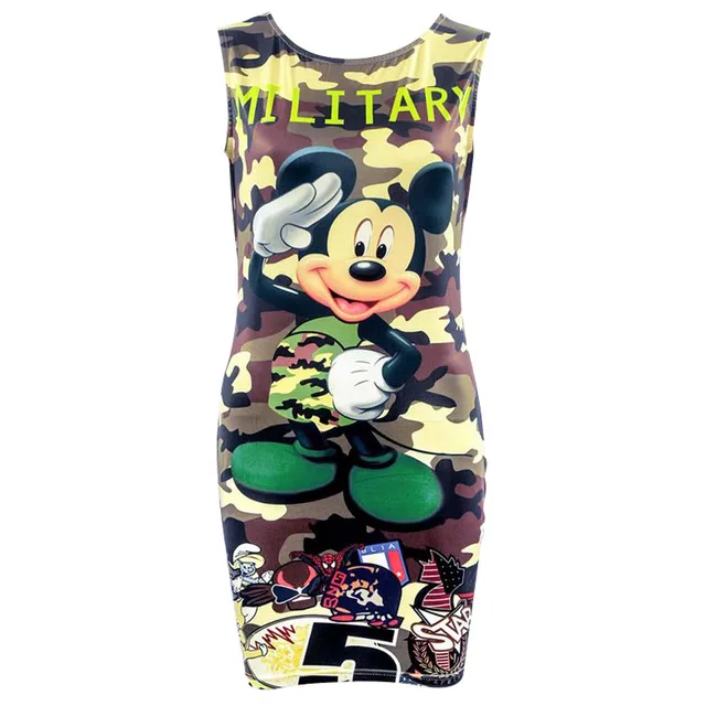 Disney Sexy Minnie Mickey Mouse Cartoon Print Bodycon Slim Pencil Sheath Dress Chic Fashion Women Mini Dress vestidos ropa mujer 3