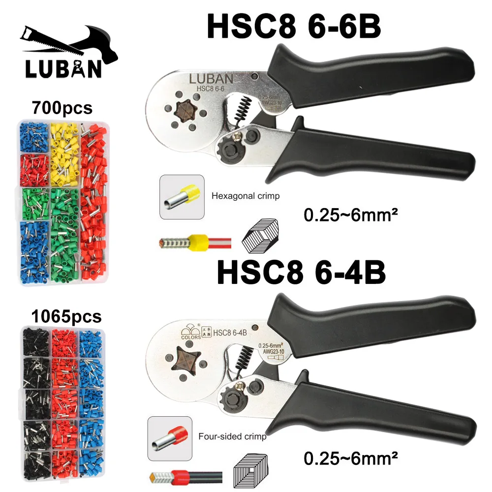 HSC8 6-6/6-4B Обжимные Щипцы 0 25-6 мм2 23-10AWG для трубных клемм Брендовые мини-клещи с