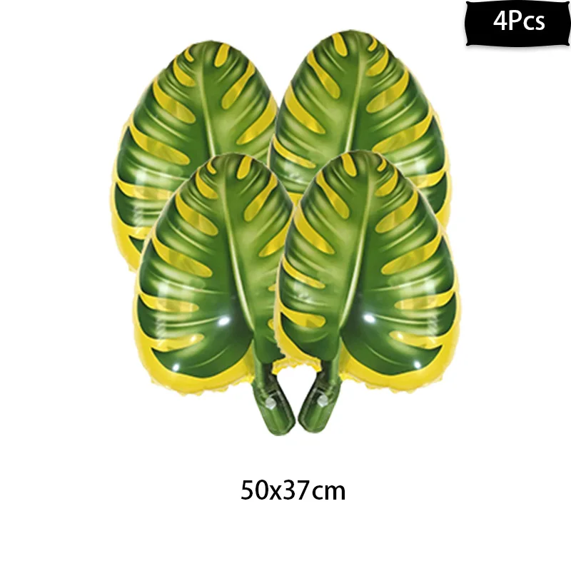 Воздушные шары из фольги с зелеными пальмовыми листьями, искусственные растения для вечеринки в стиле сафари, декор для свадьбы, дня рождения, Детские вечерние принадлежности - Цвет: leaf balloon-A