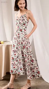 

Summer Holiday Dress 2020 New Women Spaghetti Strap Floral Print Sleeveless Empire Colorful Long Popular Cotton Dress