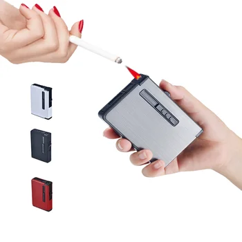 

Gas Lighter Case Box Lighter Usb Electronic Lighter Metal Lighters Load 9 Cigarettes Electronic Cigarette Kit gadgets for men