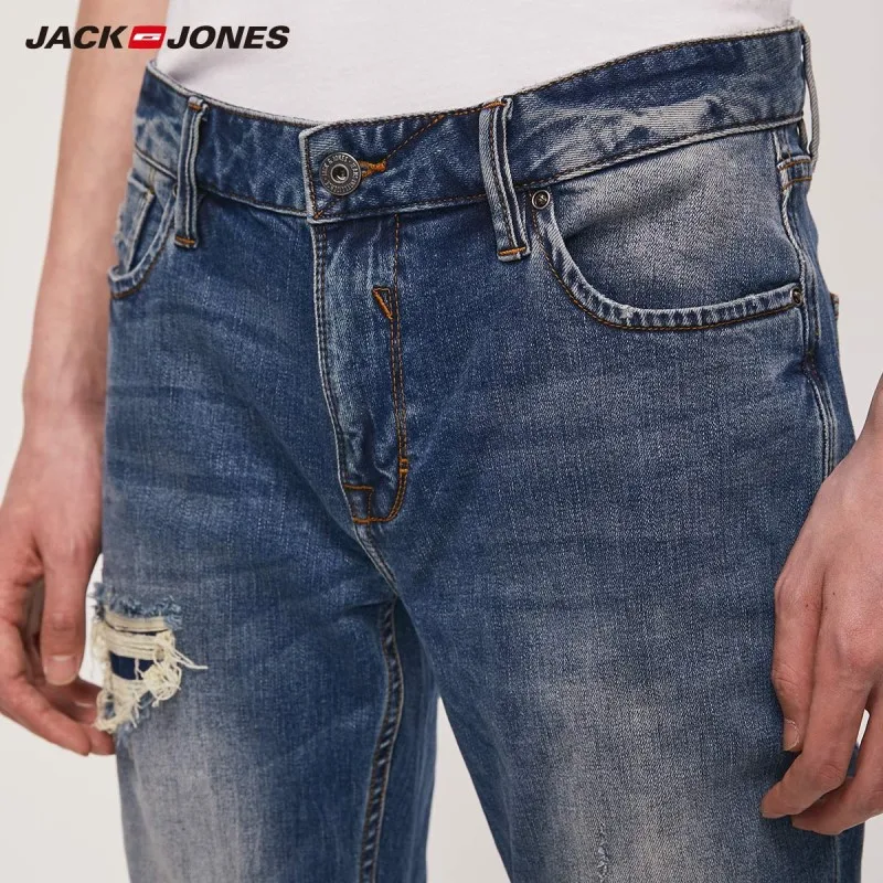 JackJones Мужская Мода Тренд тонкий стрейч рваные джинсы мужская одежда 219132520