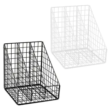 

3 Layers Nordic Iron Grid File Book Storage Shelf Office Desktop Books Organizer Rack Home Decor
