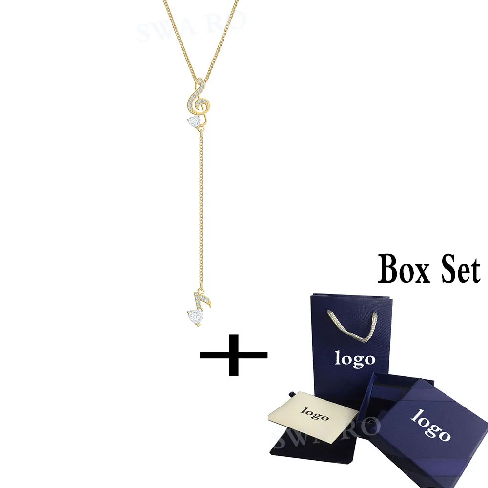 

SWA RO 2019 High Quality New PLEASANT Y NECKLACE Gold Note Crystal Female To Send Girlfriend Anniversary Gift Wild Jewelry