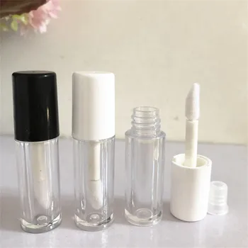 

1.3ML Plastic Empty Lipgloss Tubes Black/White Lid,Clear Plastic Cosmetic Lip Gloss Containers Sample Lipstick Refillable Bottle