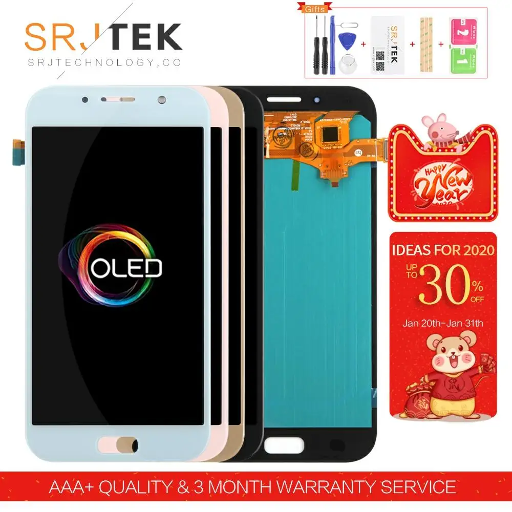 Koop Oled Tft Voor Samsung Galaxy A7 2017 Display A720 Lcd Touch Digitizer Sensor Glas Montage Met Frame Voor Samsung a720F Display