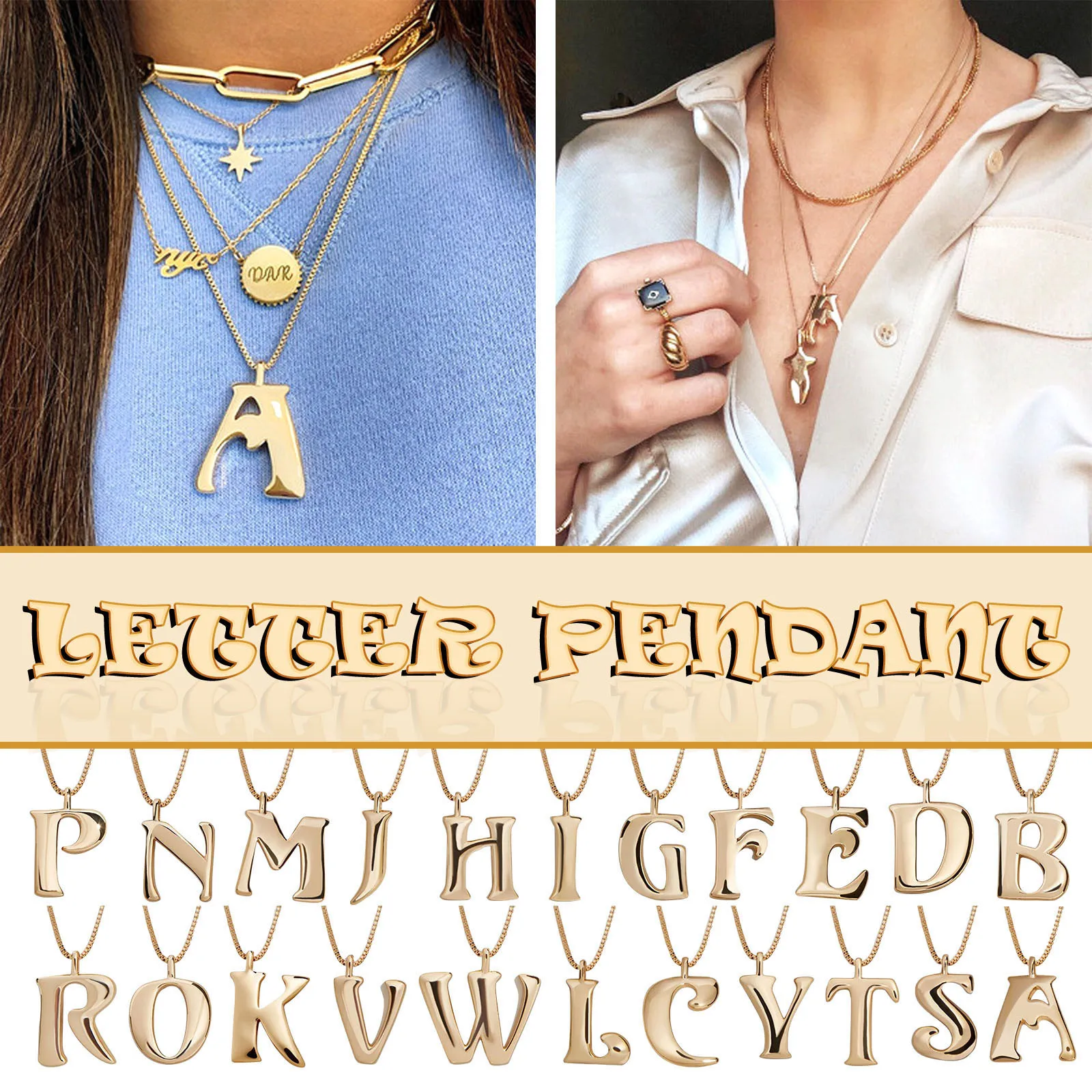 Alphabet Decorative Letter Men Women Personality A-Z English Letters Alloy Pendant Necklace Name Logo Wedding Party Home Decor | Дом и сад